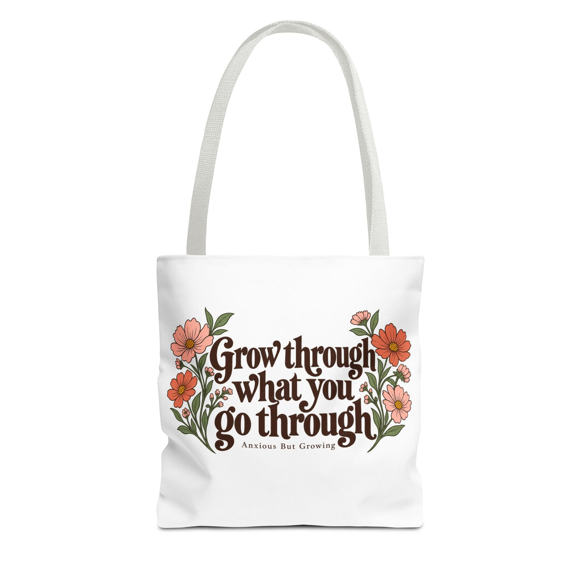 Inspirational Floral Tote Bag – "Grow through what you go through"
