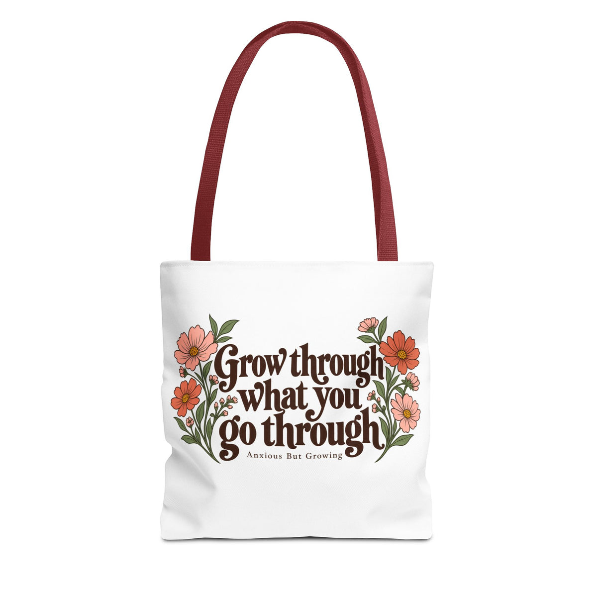 Inspirational Floral Tote Bag – "Grow through what you go through"